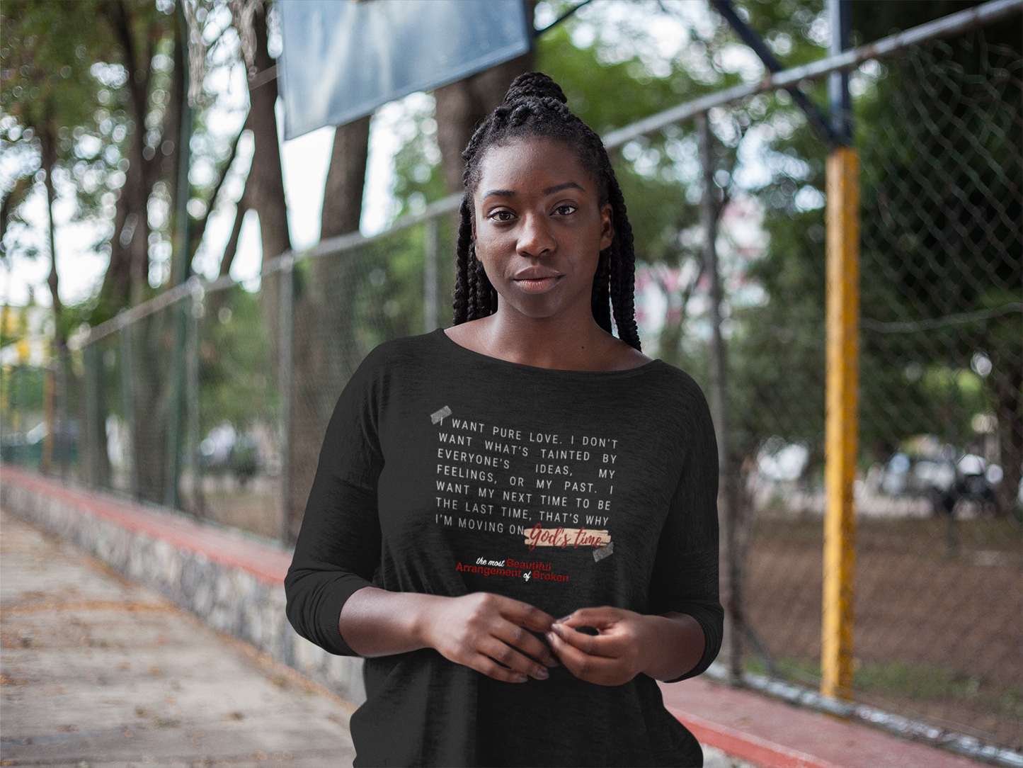 God's Time Women's Fitted Long Sleeve Tee no. 1  (The Most Beautiful Arrangement of Broken Collection)