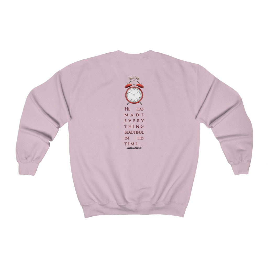 God's Time Unisex Heavy Blend™ Crewneck Sweatshirt no. 1 with black lettering (The Most Beautiful Arrangement of Broken Collection)