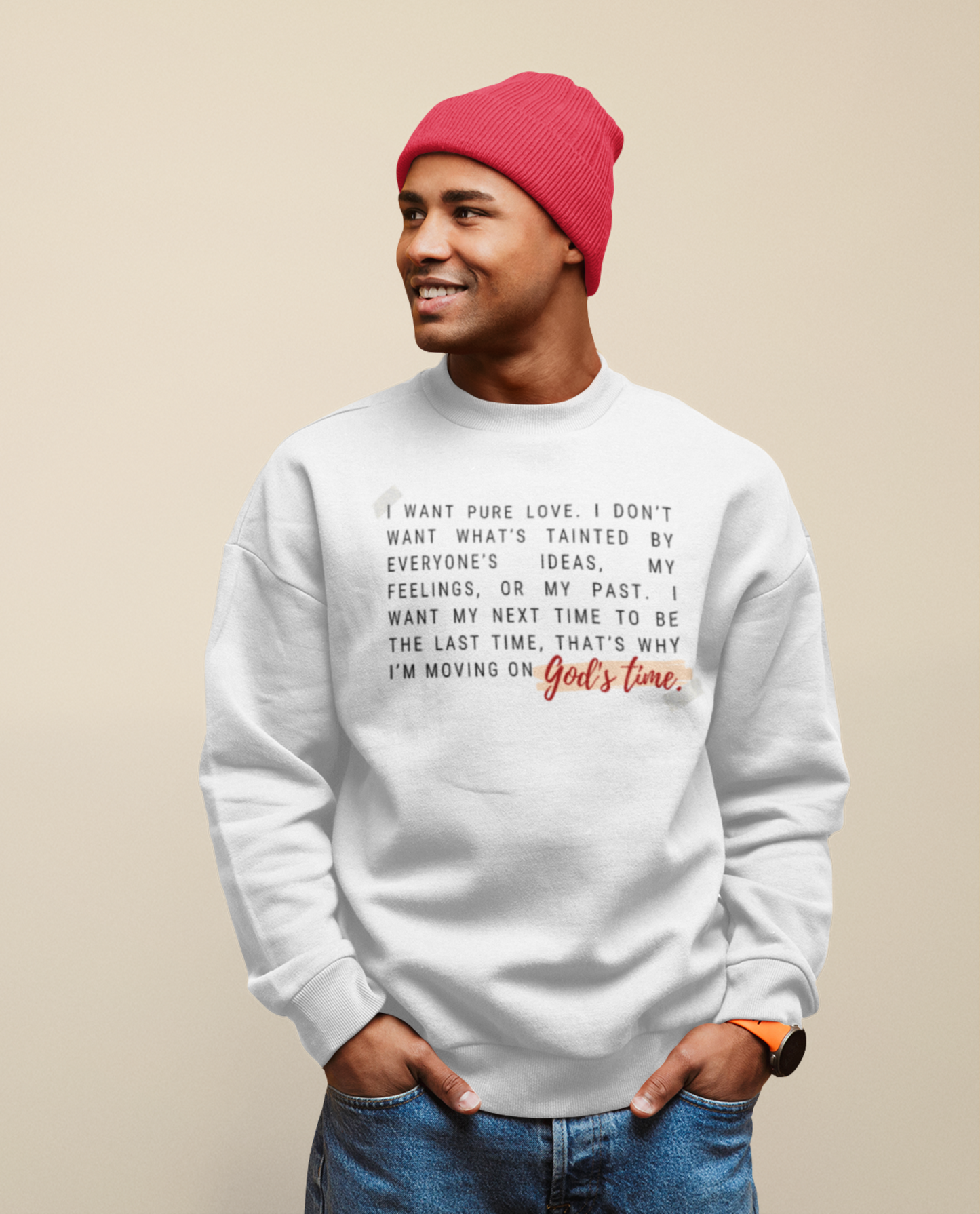 God's Time Unisex Heavy Blend™ Crewneck Sweatshirt no. 1 with black lettering (The Most Beautiful Arrangement of Broken Collection)